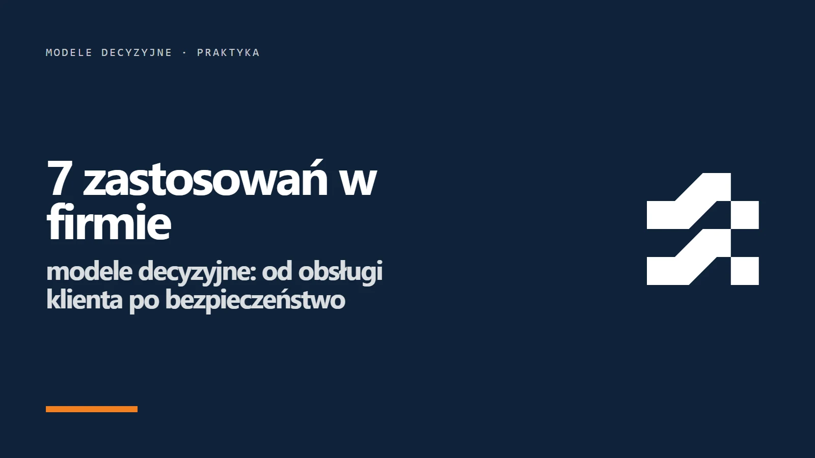 Znak Artificial Analysis i napis 7 zastosowań w firmie - modele decyzyjne od obsługi klienta po bezpieczeństwo