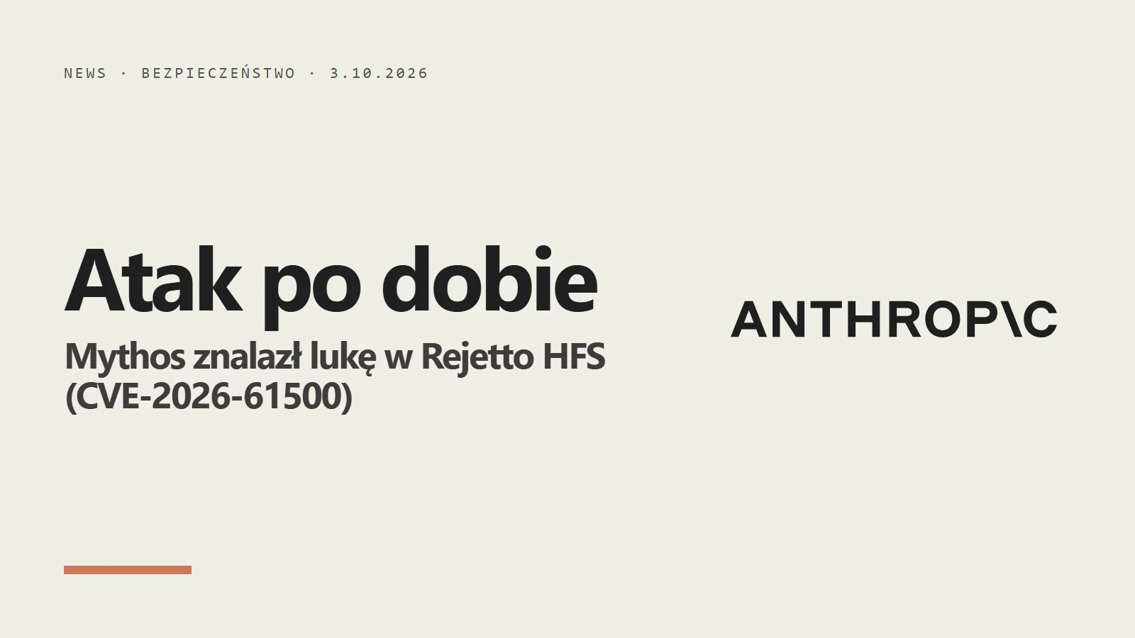 Logo Anthropic - Mythos i luka w Rejetto HFS