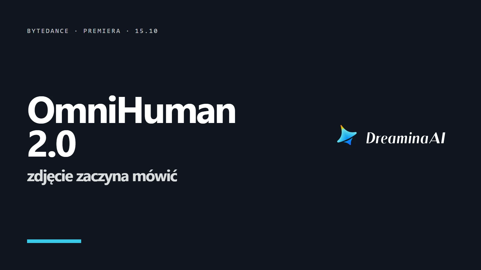 Logo i napis OmniHuman 2.0 - zdjęcie zaczyna mówić