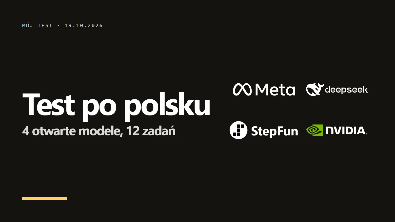 Logo i napis Test po polsku - 4 otwarte modele, 12 zadań