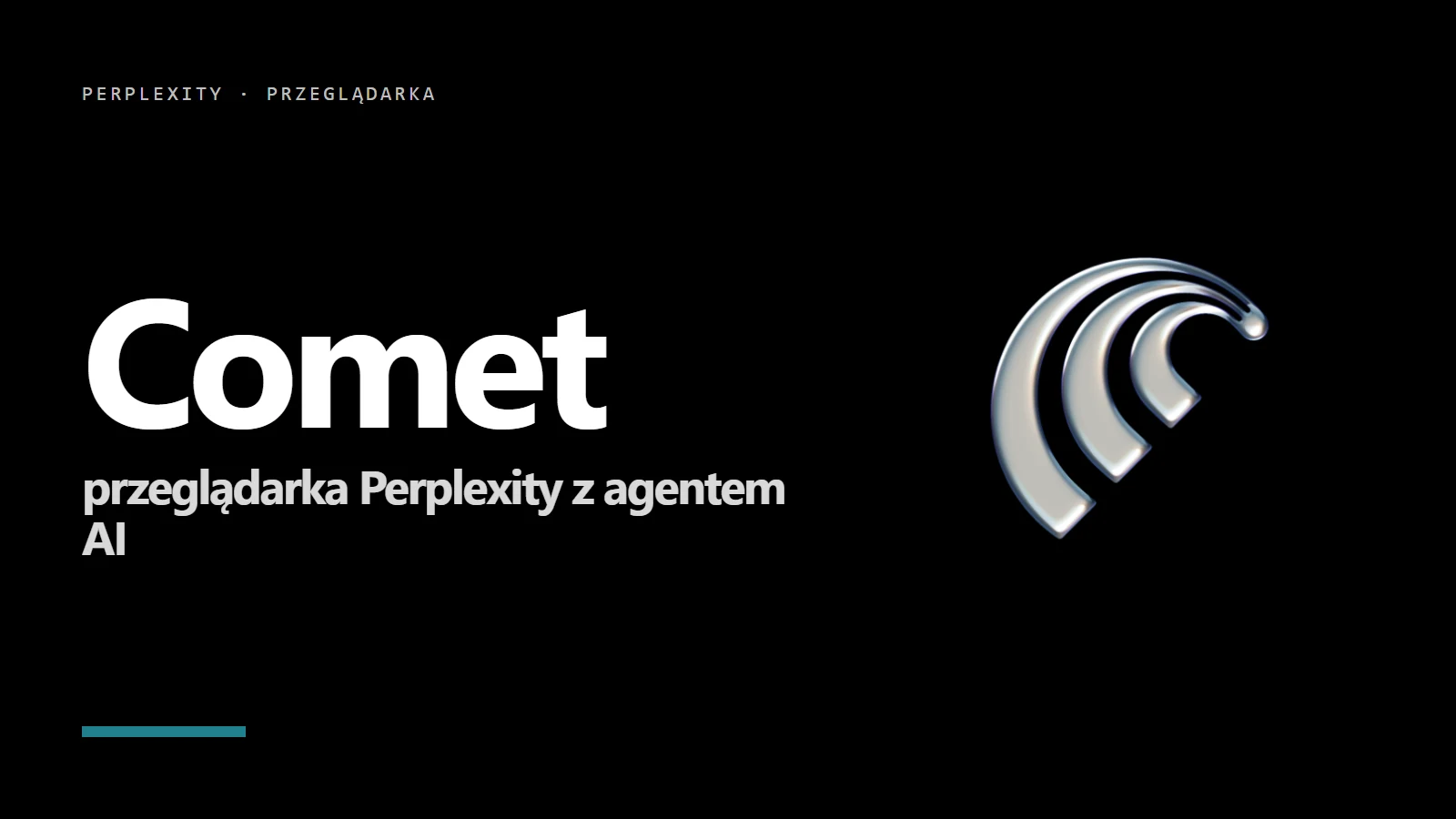 Ikona przeglądarki Comet od Perplexity na czarnym tle