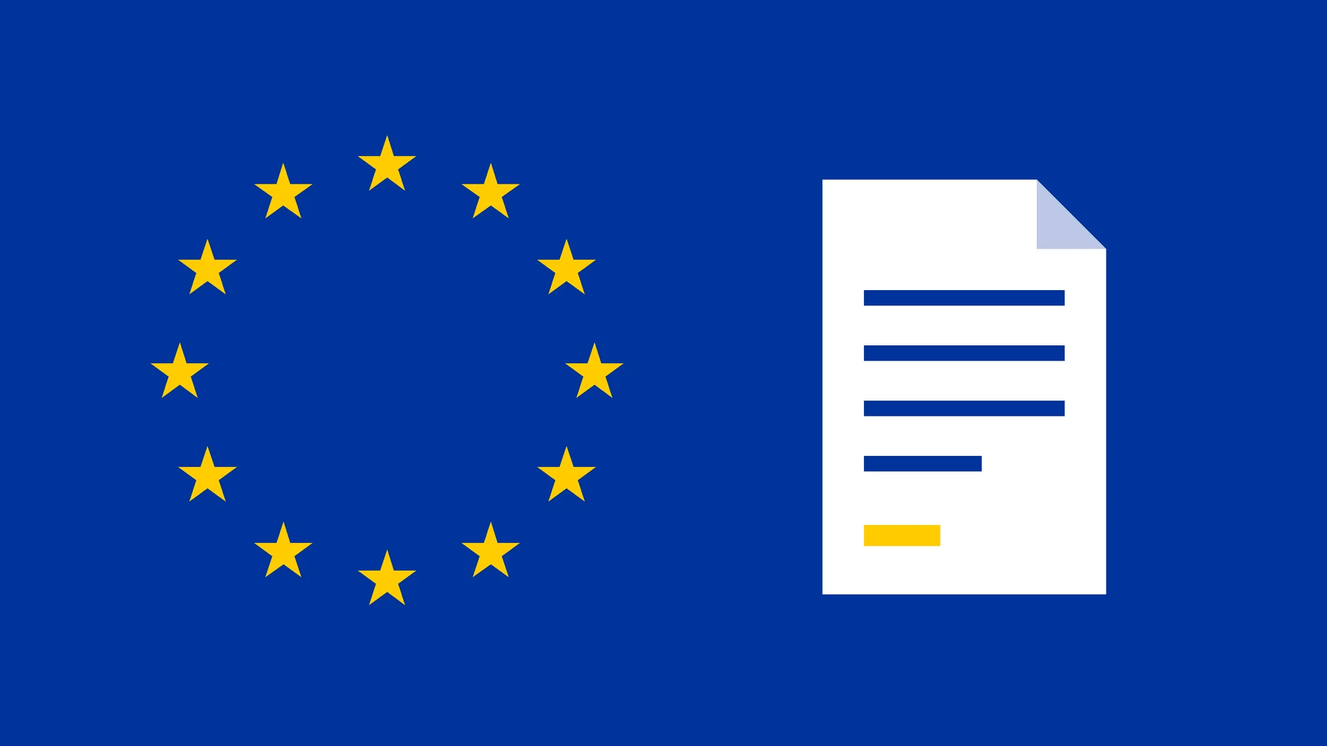 Krąg gwiazd UE i dokument - polityka korzystania z AI w firmie