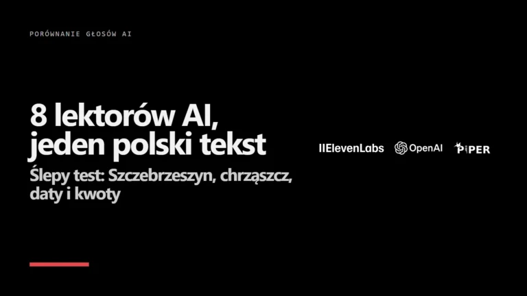 Porównanie lektorów AI: 8 głosów czyta ten sam polski tekst