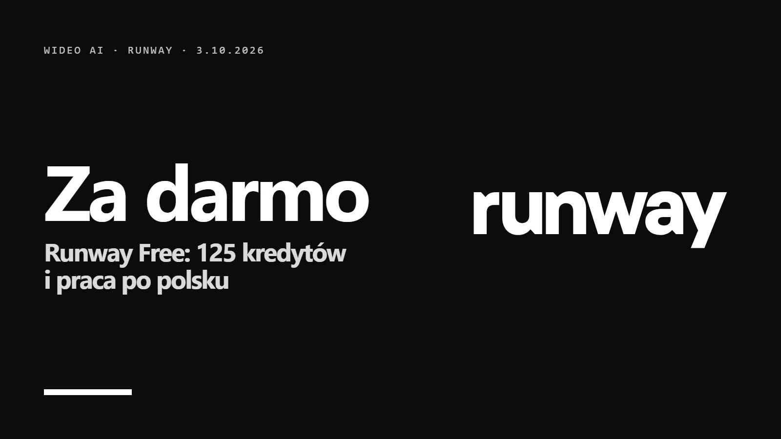 Logo Runway i napis Za darmo - darmowy plan Runway i praca po polsku