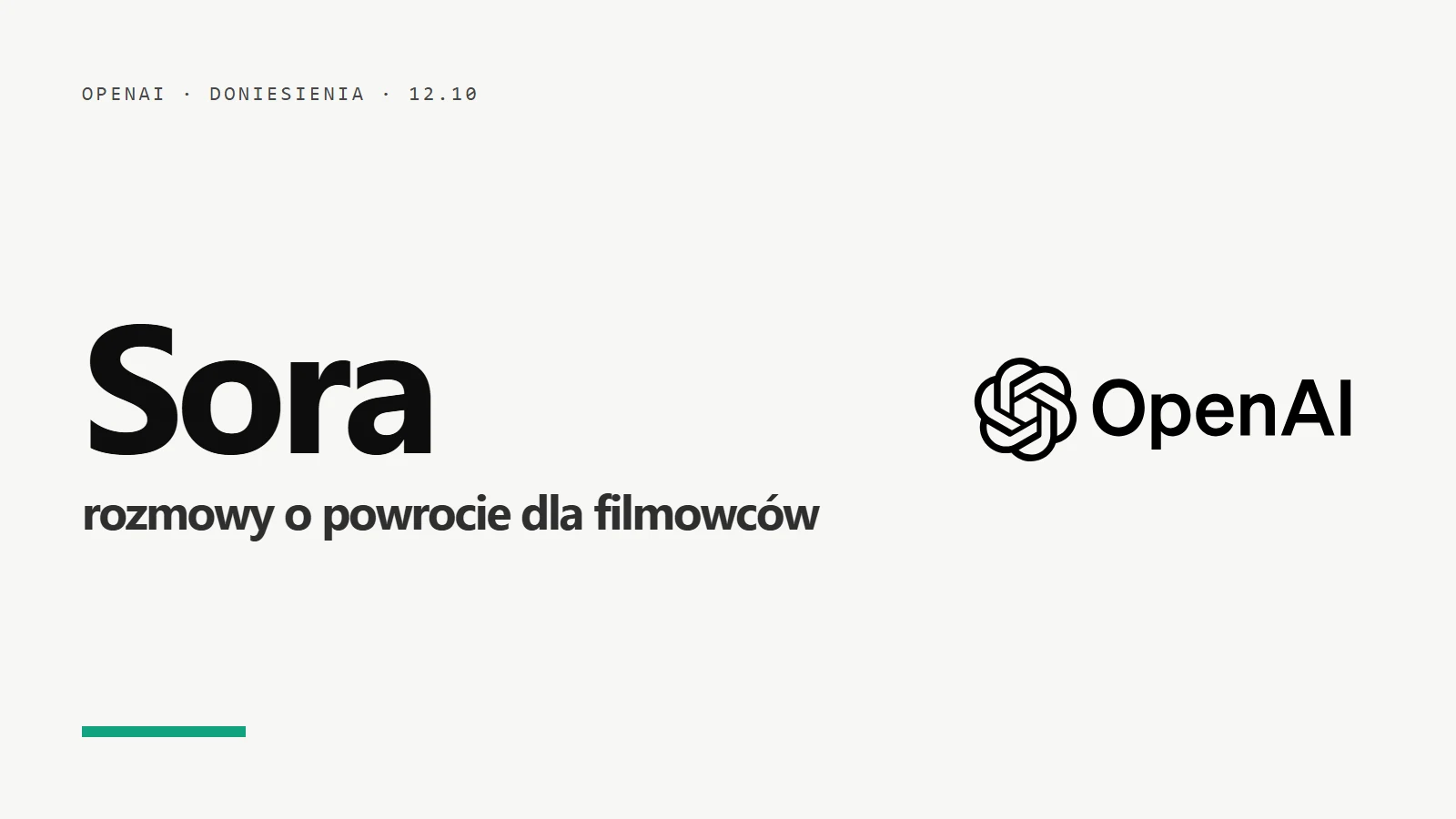 Logo i napis Sora - rozmowy o powrocie dla filmowców