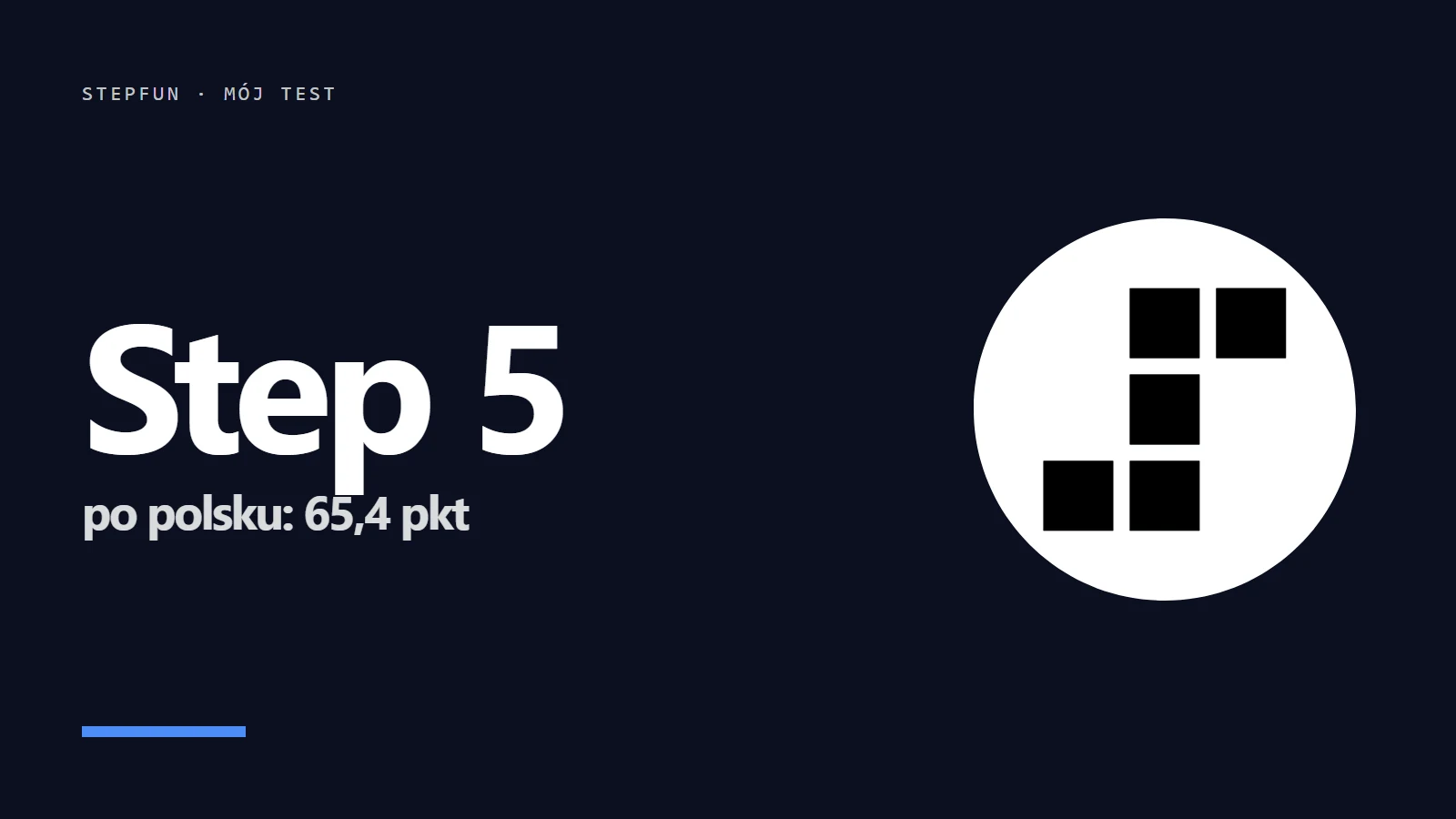 Logo StepFun i napis Step 5 po polsku: 65,4 pkt w moim teście