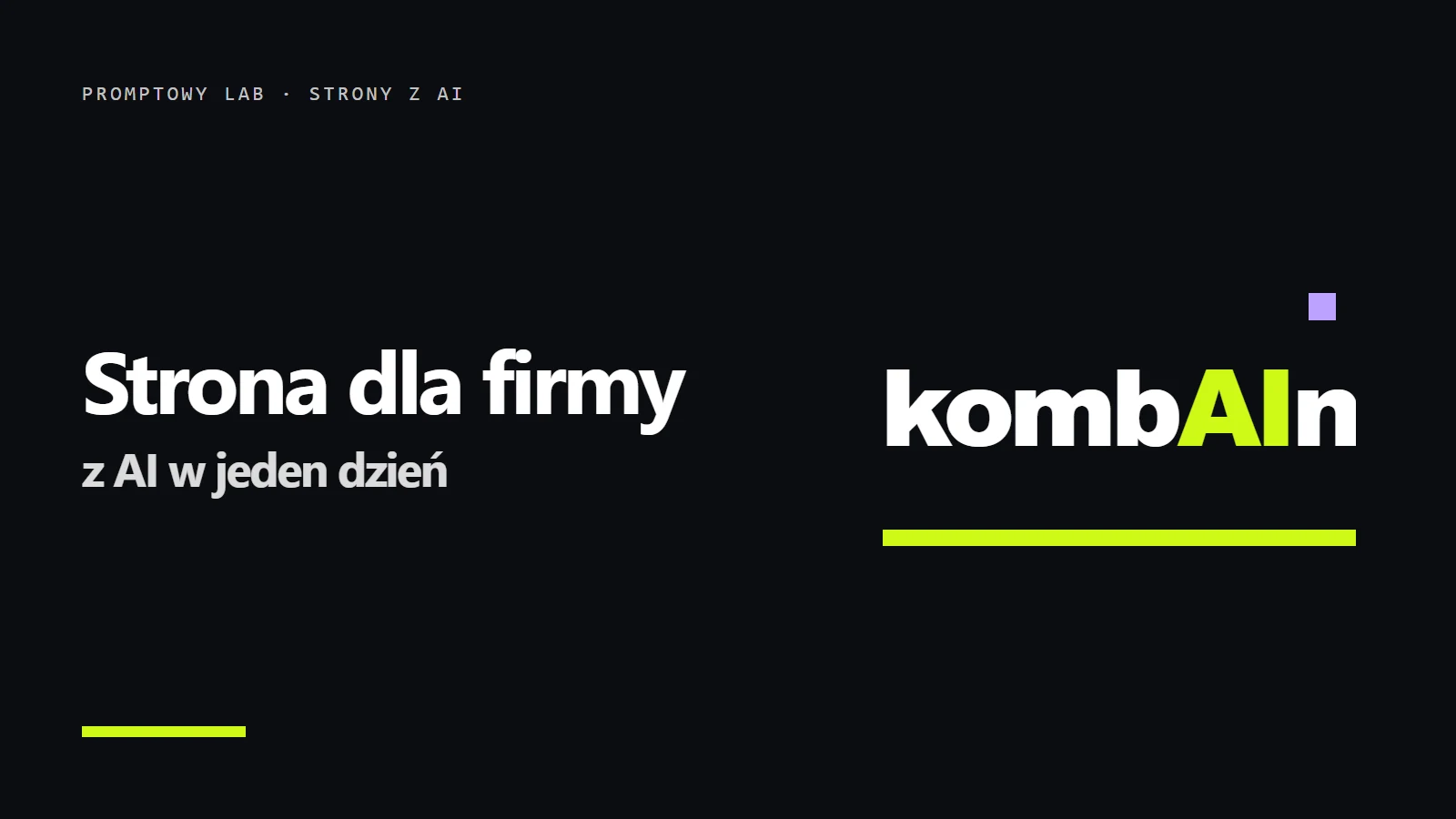 Logo kombAIn i napis Strona dla firmy - z AI w jeden dzień