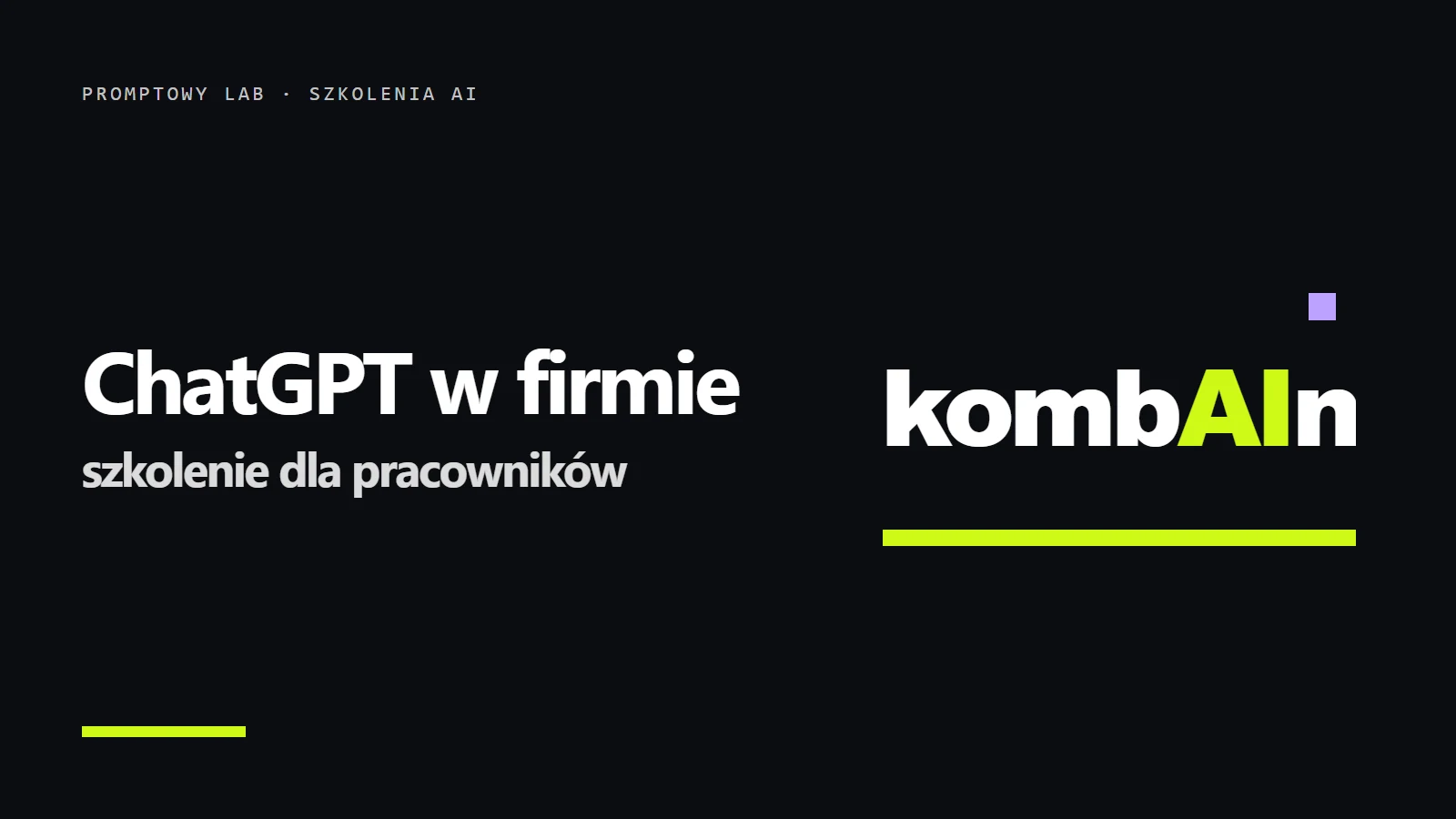 Logo kombAIn i napis Szkolenie z ChatGPT dla pracowników - program na 4 godziny
