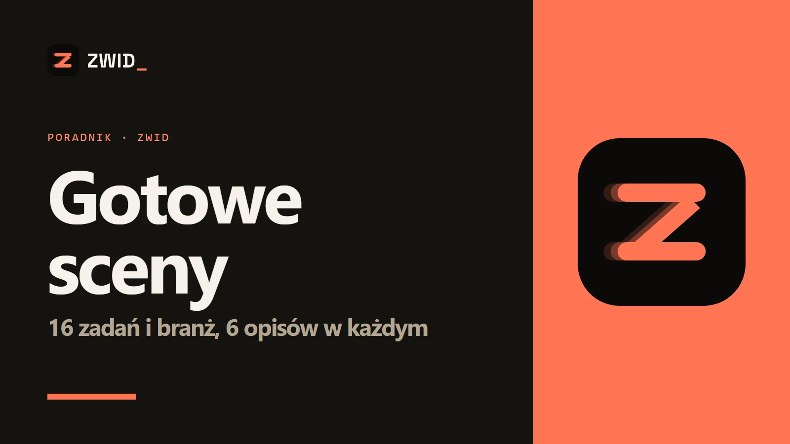 Logo ZWID - Gotowe sceny w ZWID - 96 opisów dla 16 branż i jak je przerobić