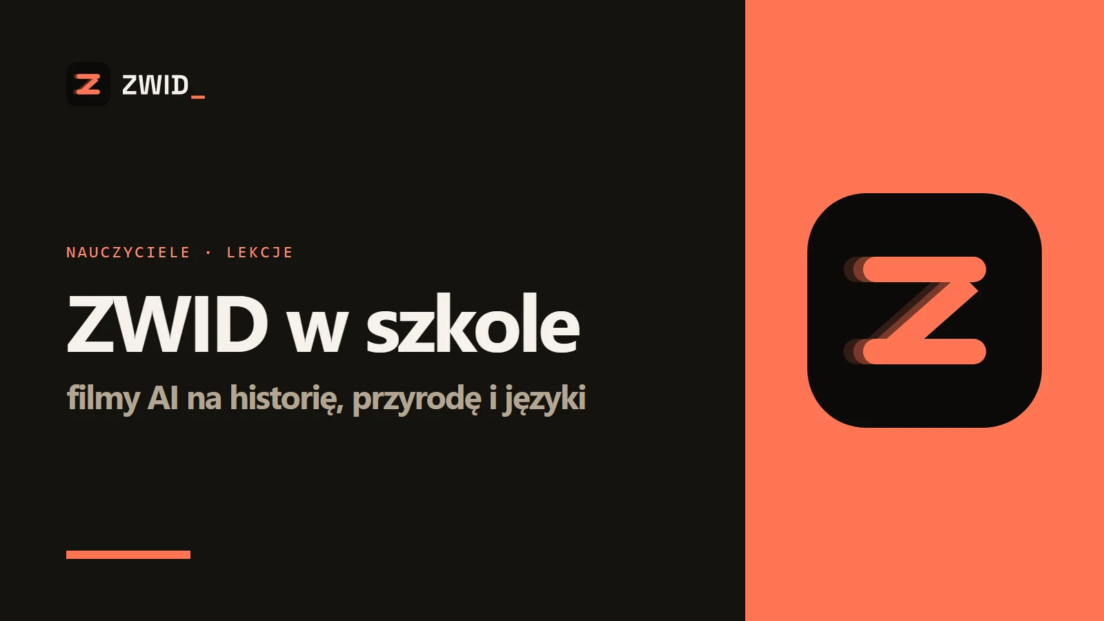 Logo ZWID - ZWID w szkole - filmy AI na historię, przyrodę i języki