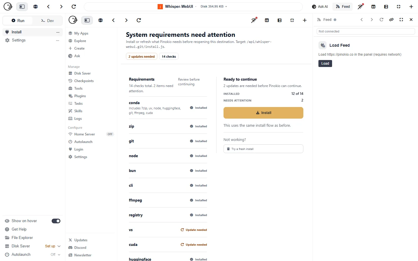 Pinokio: wymagania pakietu AI na Windowsie, do doinstalowania vs i cuda