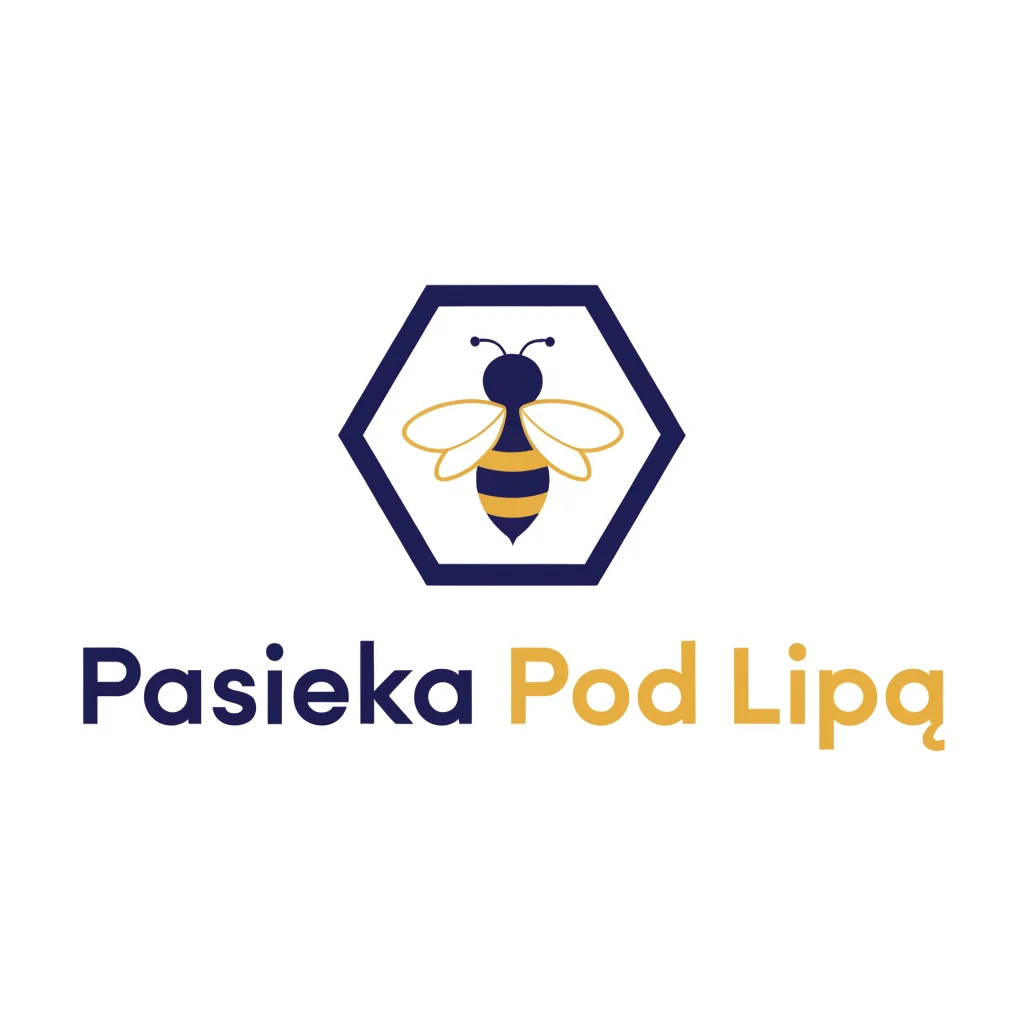 Recraft V4.1: płaskie logo pasieki „Pasieka Pod Lipą” z pszczołą w sześciokącie