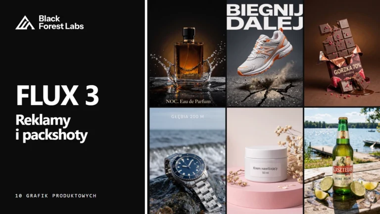 Reklamy i packshoty z AI: 10 grafik produktowych w FLUX 3
