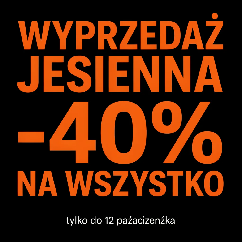 Plakat WYPRZEDAŻ JESIENNA z Ideogram 4.5, drobna linia ze zniekształconym słowem października