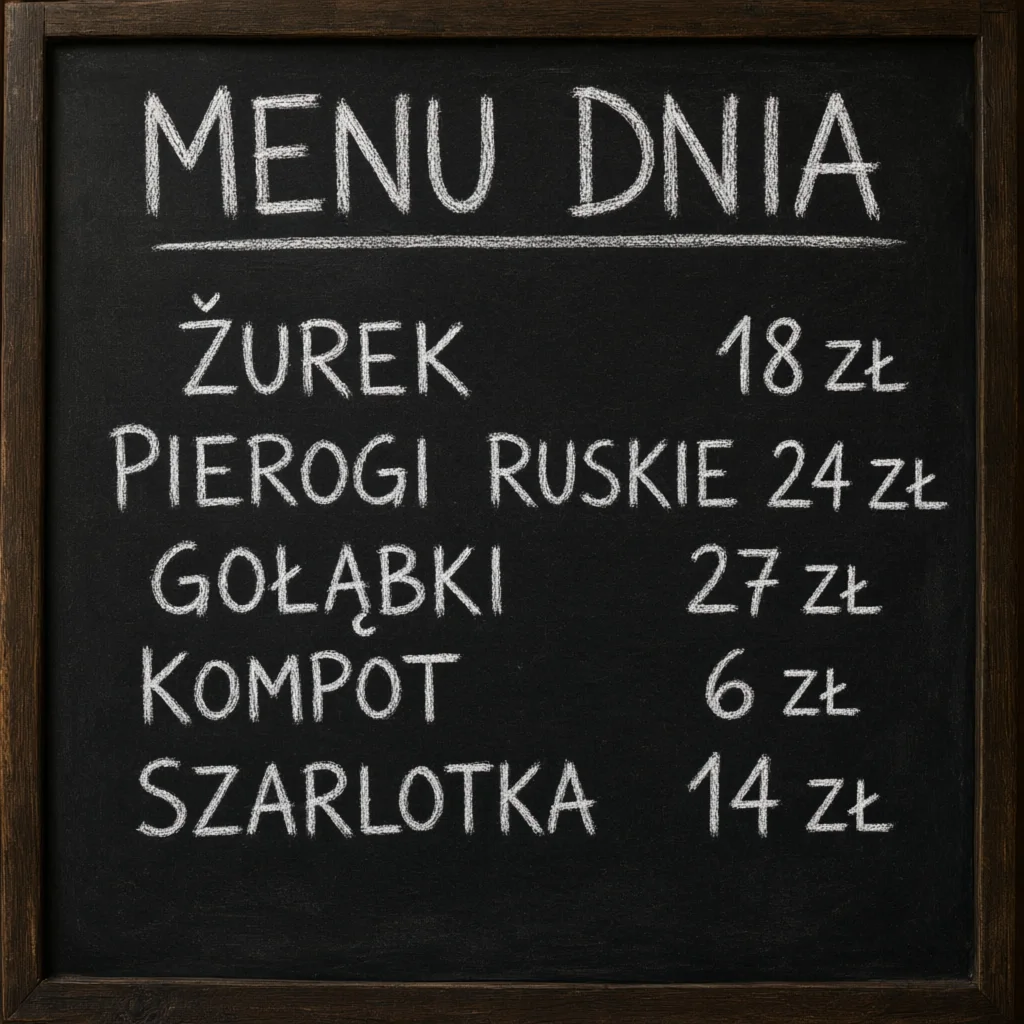 Tablica MENU DNIA z Qwen Image 3, ŽUREK z haczykiem