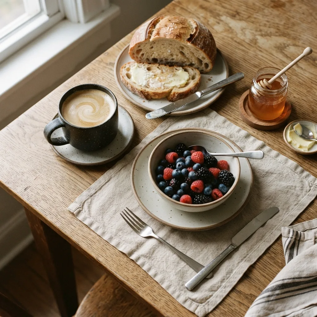 Flatlay sniadaniowy