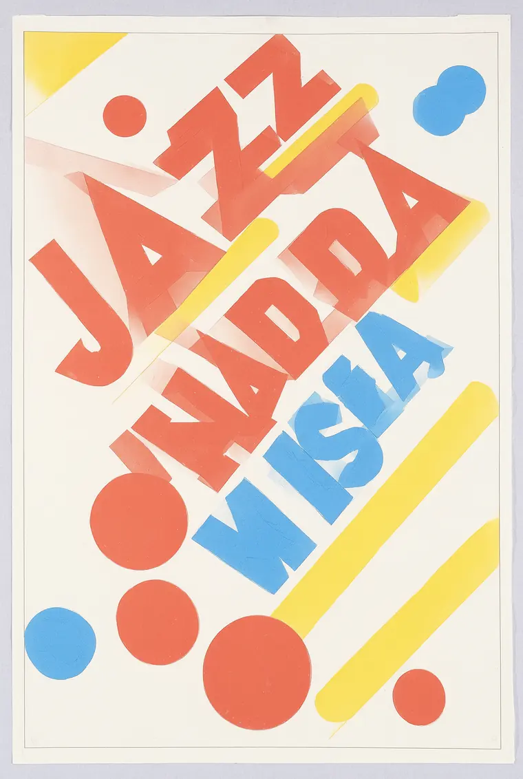 Bauhaus: kolory i geometria bez zarzutu, ale napis wyszedł jako JAZZ NADDA WISŁA - zdublowana sylaba i zgubione Ą.
