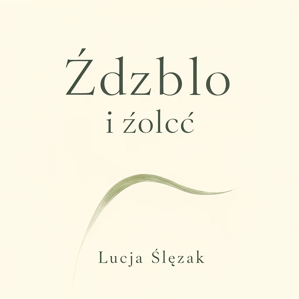 Okładka Źdźbło i żółć w Qwen-Image-2.1 z błędami w polskich literach